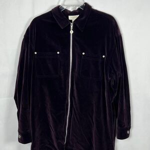 Jones New York Sport Vintage Purple‎ Velvet Overshirt Jacket XL 1X
